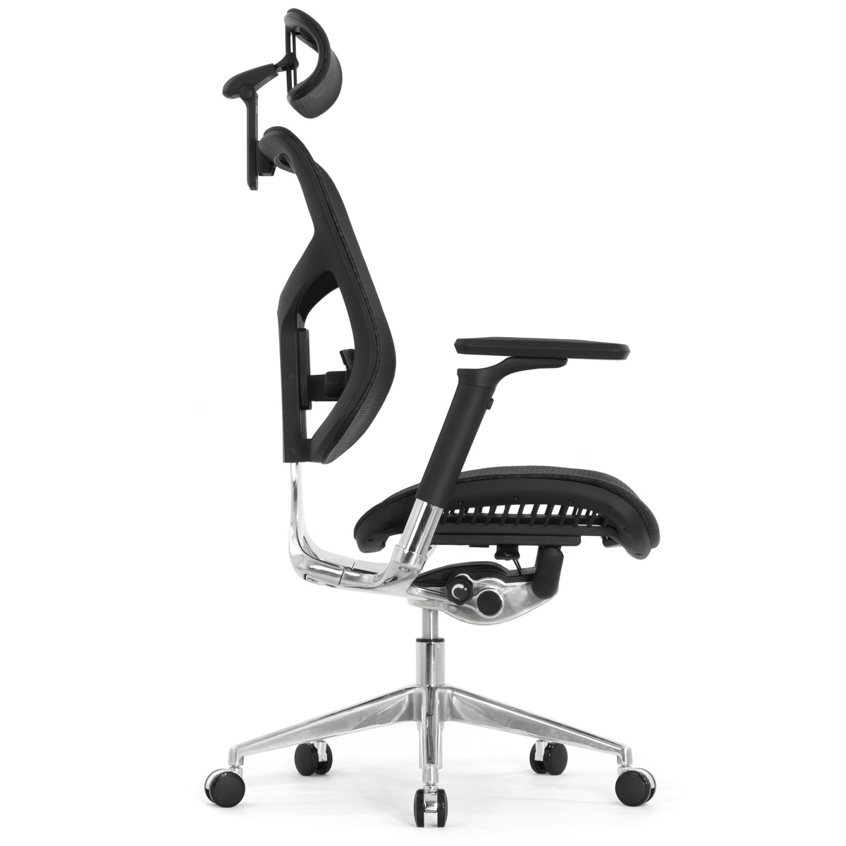 Эргономичное кресло Falto Star Office Ergo 2 (2D поясничный упор, 5D подголовник, сетка, ткань, чёрный)