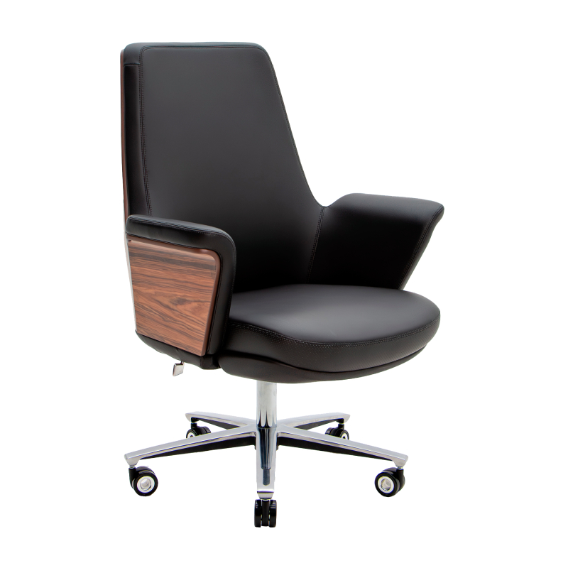Эргономичное кресло LB чёрная кожа / палисандр