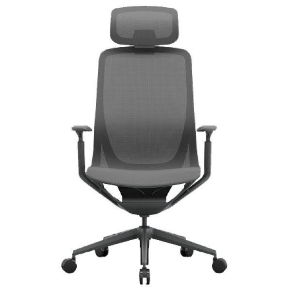 Эргономичное кресло Aria с подголовником сетка, тёмно-серое
