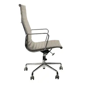 Эргономичное кресло Eames Ribbed Office Chair EA 119, серая кожа