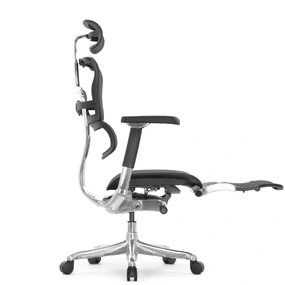 Эргономичное кресло Falto Ergohuman 2 Luxury с подножкой (SmartWork, алюминий, наклон вперёд, сетка, чёрный)