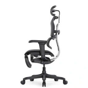 Эргономичное кресло Falto Ergohuman 2 Elite с подножкой (алюминий, наклон вперёд, сетка, чёрный)