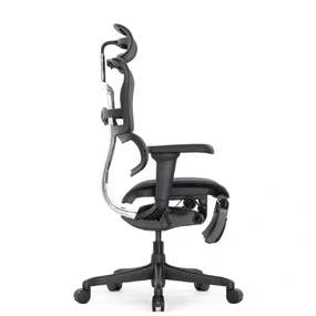 Эргономичное кресло Falto Ergohuman 2 Elite с подножкой (алюминий, наклон вперёд, сетка, чёрный)