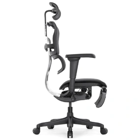 Эргономичное кресло Falto Ergohuman 2 Elite с подножкой (алюминий, наклон вперёд, сетка, чёрный)
